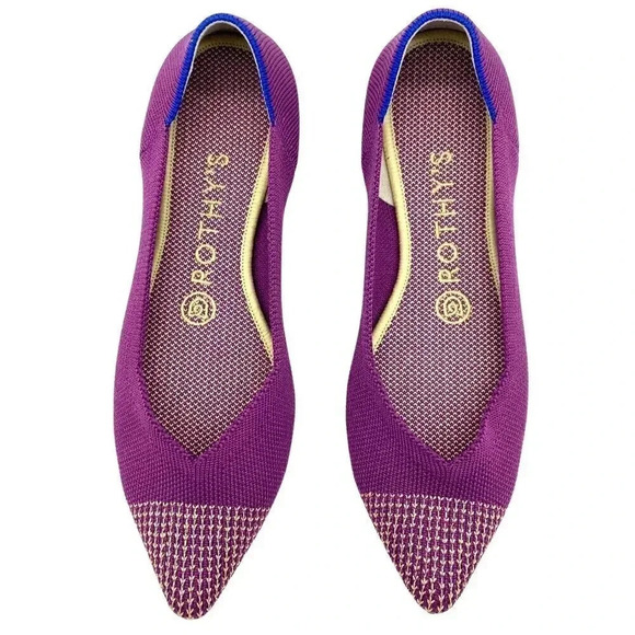 Rothy's The Point Mulberry Rare Retired Slip On Flat Magenta Violet Yellow, W6.5 - Picture 2 of 8